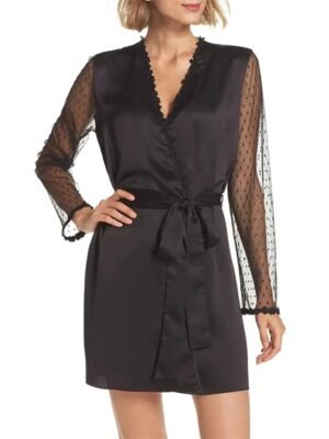 Black sleep satin robe