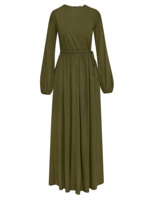 Long Sleeve army green Jersey Maxi Dress