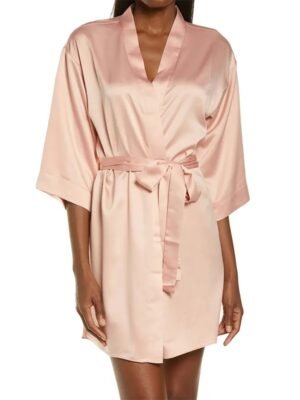 Women's short silky satin robe