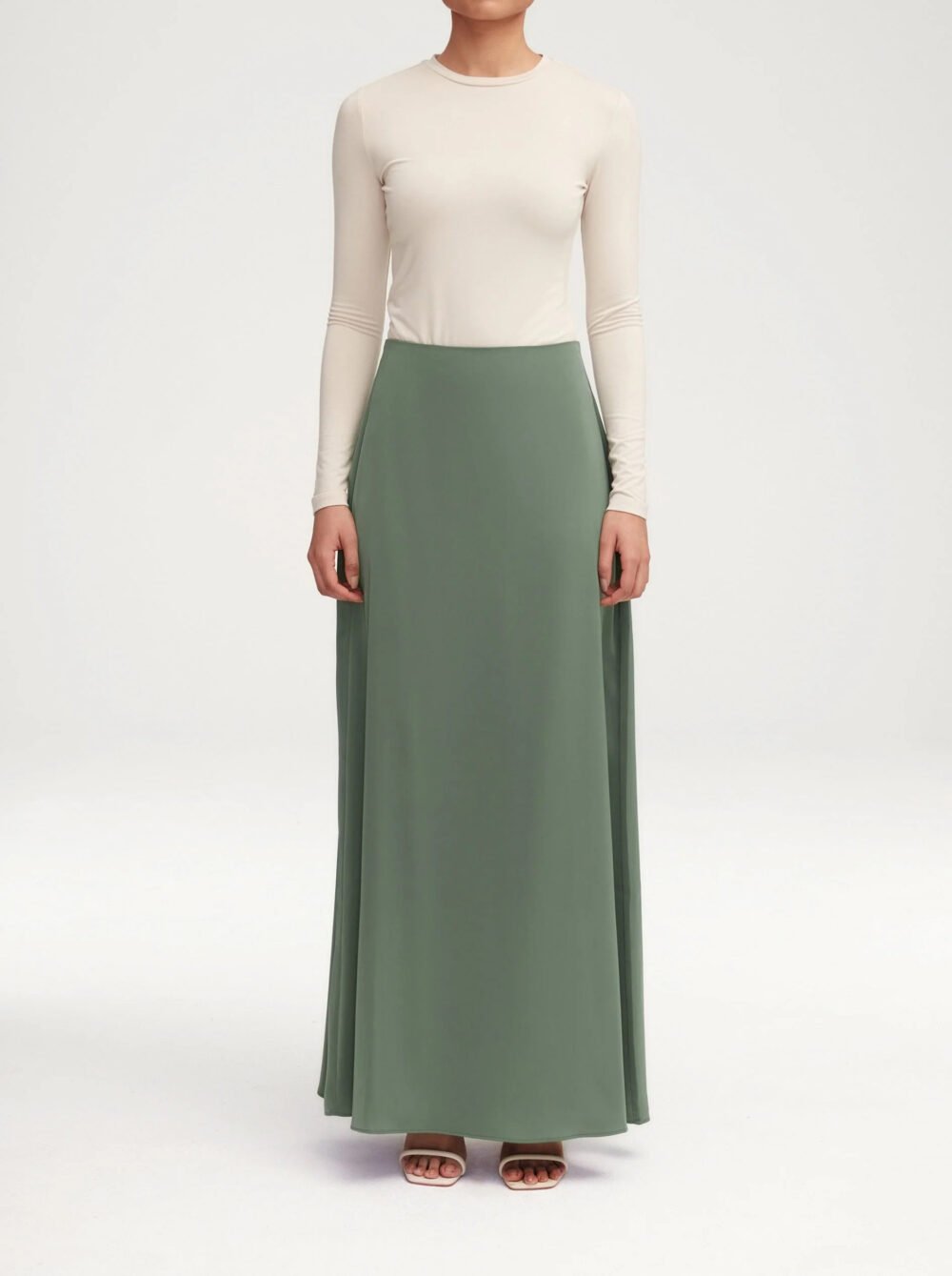 olive green maxi skirt